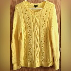 Talbots Vibrant Yellow Cable Knit Sweater